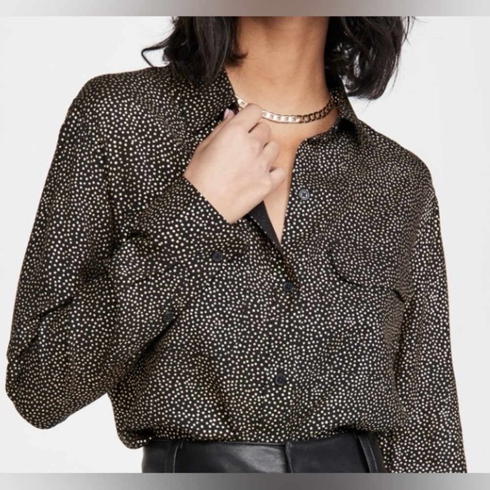 NWT Equipment Gold Dot Silk Blouse Women’s Small